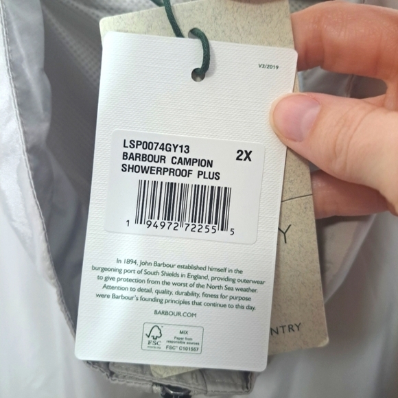 Barbour Campion water resistant jacket oyster 2X NWT - Picture 10 of 13